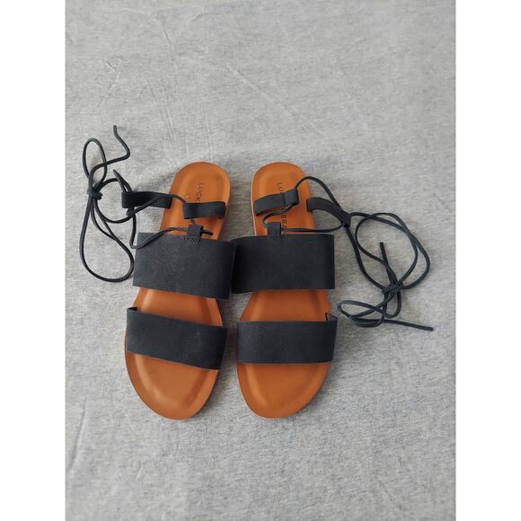 Lucky Brand Women Gladiator Leather Sandals Ankle Laces Sz9M Excellent Condition - Picture 1 of 5